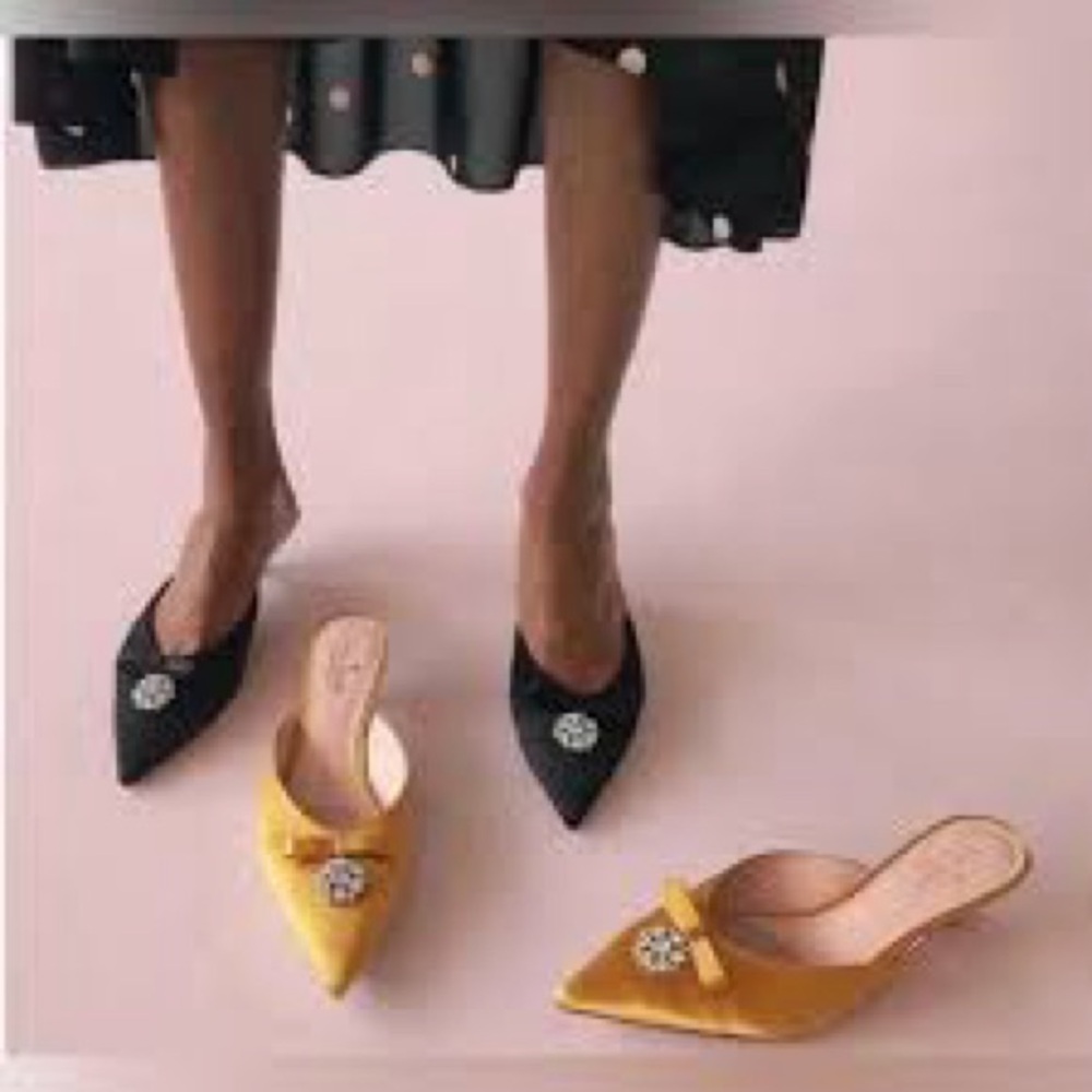 Kate Spade Darlene Kitten Satin Heel in Roasted Maize